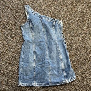 Zara Blue Denim One-Shoulder Mini Dress